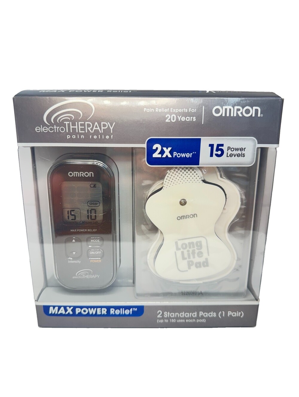 Omron PM3032 Max Power Relief TENS Unit 15 Levels Long Life Pads NEW SEALED